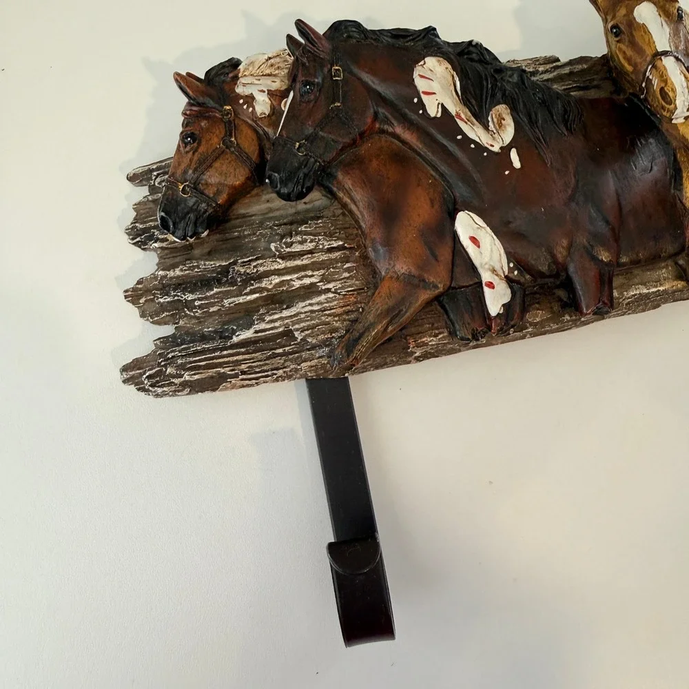 Hobby Lobby Rustic Horse Wall Coat Rack 3D Resin Western Decor 2 Hooks 404855